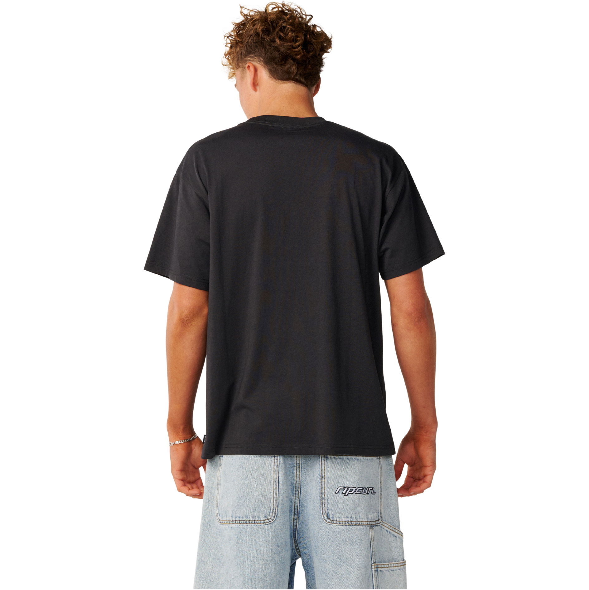 2026 Rip Curl Mens Rip Script Icon T-Shirt 0X8MTE - Washed Black
